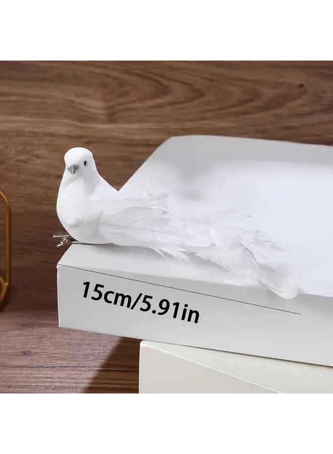 White Dove Bird Figurine Statue 4pcs Home Decor Outdoor Garden Photography Prop - Image 3